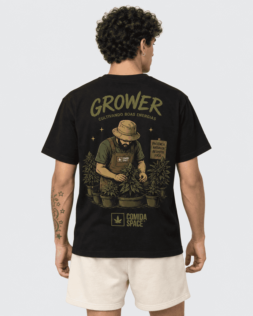 Camiseta Algodão Pima Peruano Estampa Grower