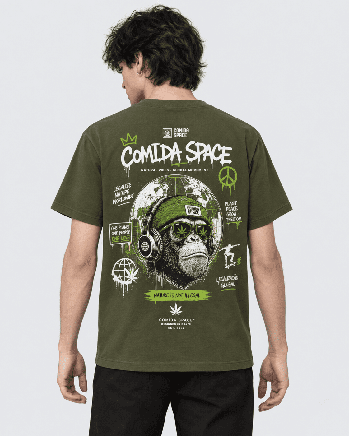 Camiseta Algodão Pima Peruano Estampa Macaco