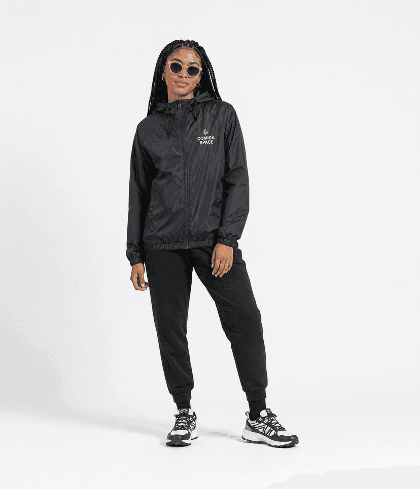 Jaqueta Corta Vento com Capuz Estampa Paraíso